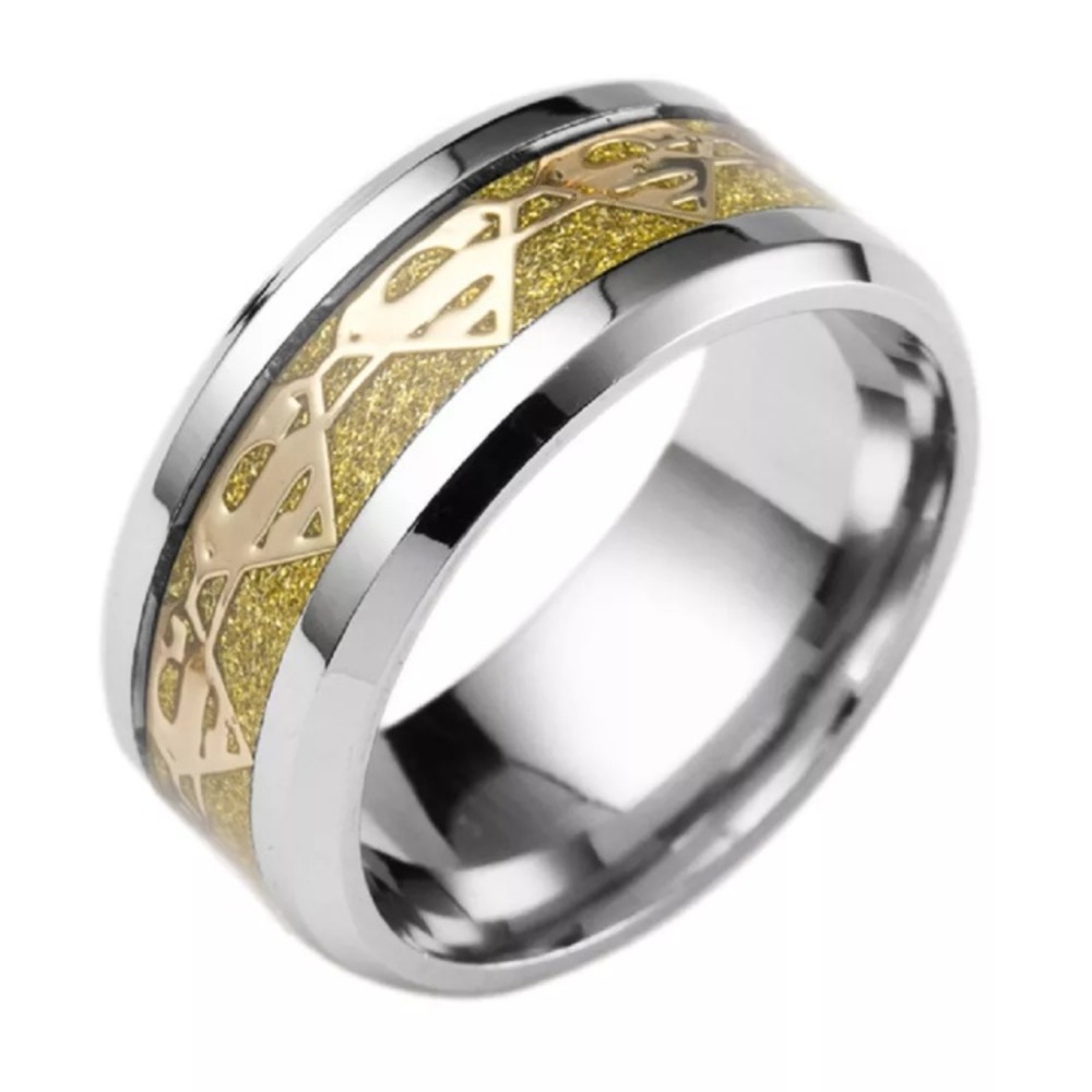 Gold Carbon Fiber Superman Symbol Ring
